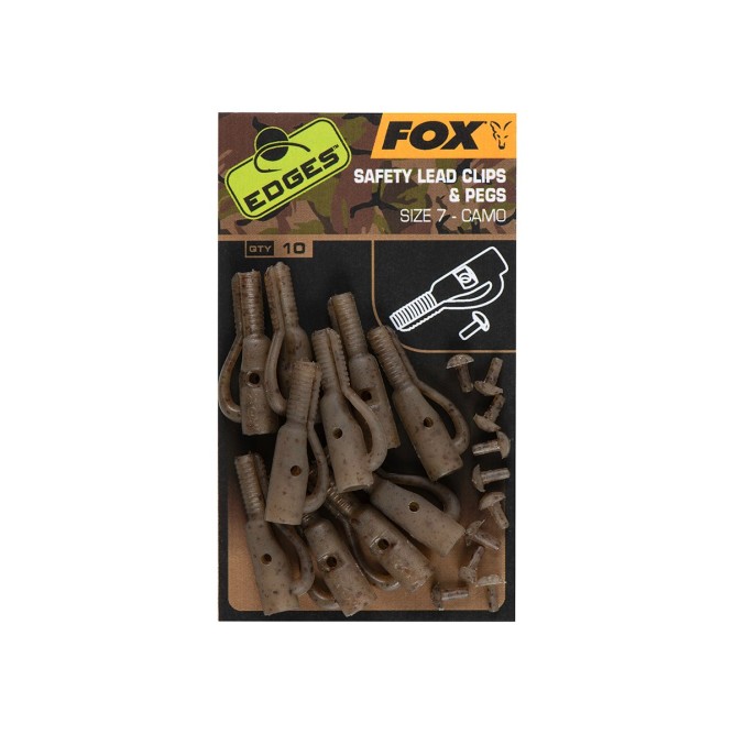 CAMO SAFETY LEAD CLIP & PEGS (SIZE 7) Fox