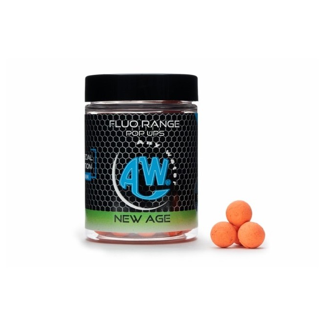 FLUO POP UP BOILIES - NEW AGE (G.L.M. - KRILL - ROBIN RED - CURRY) Any Water