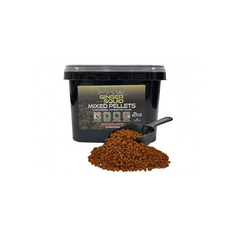 Starbaits Pro Ginger Squid Pellets Mixed 2kg