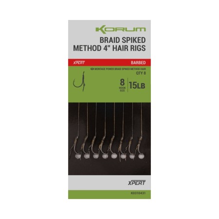 Korum Braid Spiked Method 4'' Hair Rigs